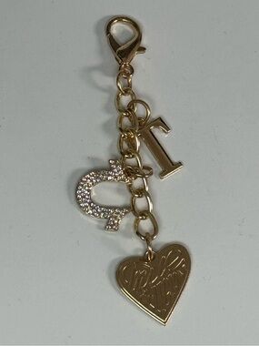 True Religion Y2K Bag Charm Heart, T, Logo Charms In a Gold Color Clip On Chain